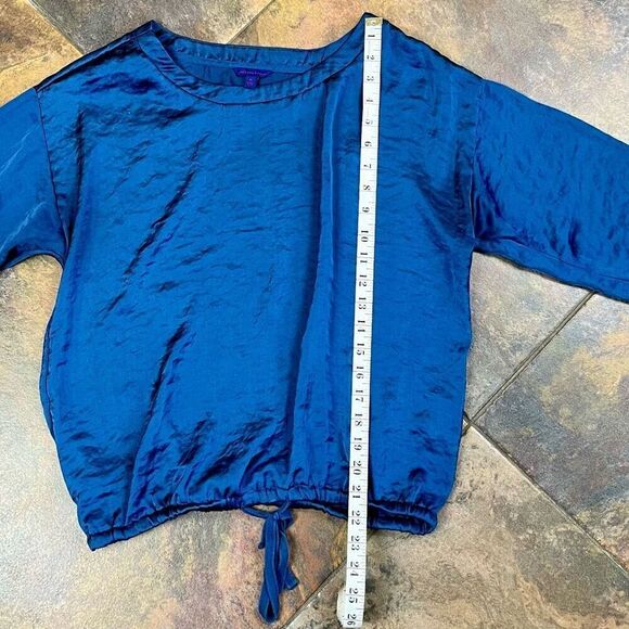 Aeropostale Blue Long Sleeve Blouse Tie Bottom M - Picture 3 of 10